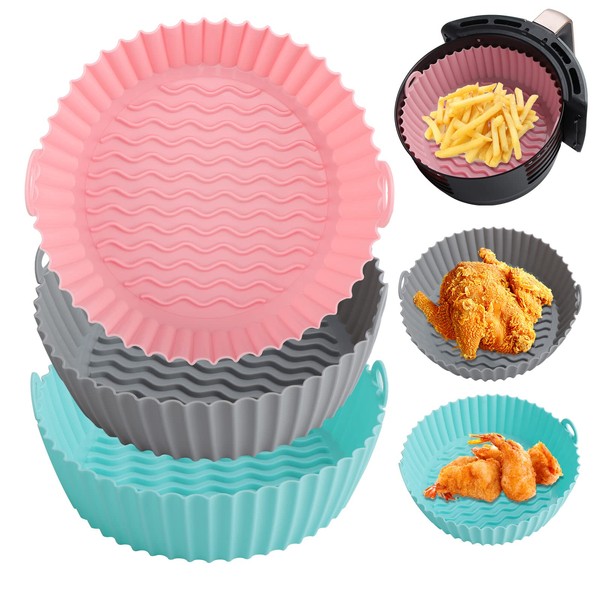 Air Fryer Silicone Pot - AYBLOOM 3PCS 8.5inch Reusable Non-stick
