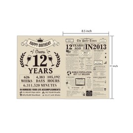 SuperShunhu Big Funny 12th Birthday Card for Him Her, Birthday Card Gifts for 12 Year Old Boys Girls Teen, 12th Bday Decoration for Son Daughter, 12th Anniversary card