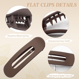 YTQDSS 8PCS Flat Hair Claws Matte Non-Slip Clips for Women, Strong Hold Hair Accessories for All Hair Types, Daily Wedding Party Date Beach Use