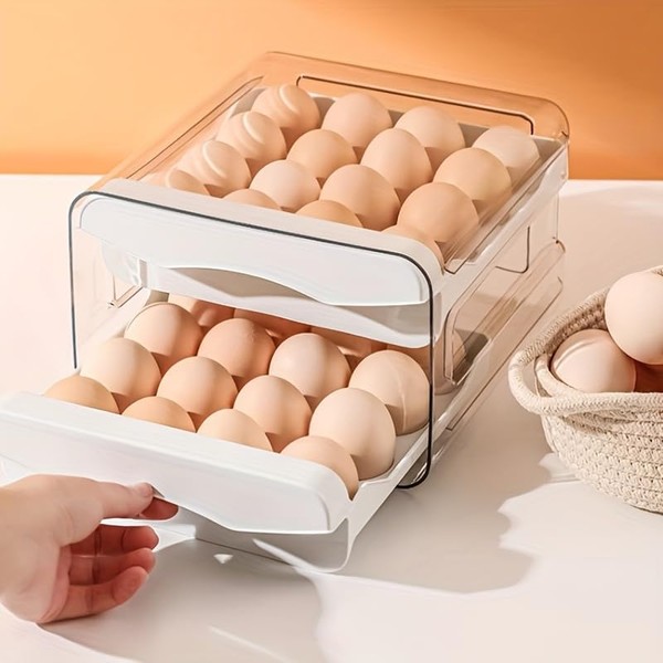 Alagoal Refrigerator Egg Storage Box, Refrigerator Egg Rack, 2-Tier Drawer