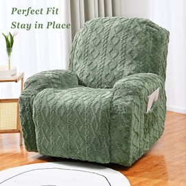JOKIVTOU Recliner Chair Covers 4-Pieces Reclining Chair Slipcovers with Pocket& Elastic Bottom, Soft Feel Fitted Lazy Boy Sofa Couch Cover Washable, Stretch Recliner Furniture Protector