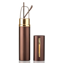 6 Packs Pocket Readers Compact Spring Temple Reading Glasses Aluminum Case Gold +1.75