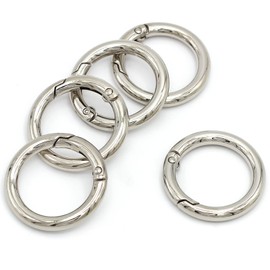Betoplin 10Pcs Spring Clip Round Carabiner，1" Gate O Rings Metal Circle Carabiner Clip Snap for Keyrings Buckle, Bags