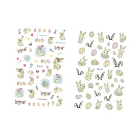 Baluue 2sets Nail Stickers Easter Bunny Durable Manicure Strips for Natural or Artificial Nails 6sheets*2