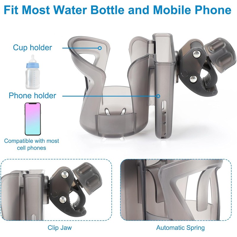 Accmor Stroller Cup Holder, Universal Cup Holder, 360° Rotatable Large