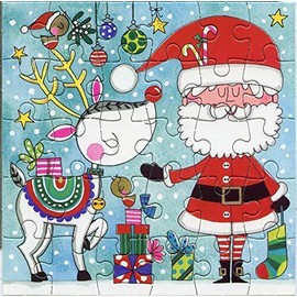 Rachel Ellen Designs Santa and Rudolph Jigsaw Puzzle Christmas Card