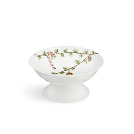Kähler Bowl on Base Diameter 16 cm Hammershøi Christmas with Watercolour Painting White