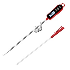 LONICERA Digital Candy Thermometer with Pot Clip, 11-Inch Probe, Red | 2–3 second instant read, IPX6 waterproof, backlit display, extra-long probe, for