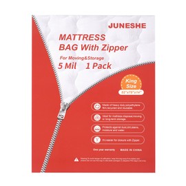 JUNESHE King Mattress Bag for Moving and Storage Cover -5 Mil Zipper Plastic Waterproof Mattress Storage Bag 82x78x14 inches,1 Pack