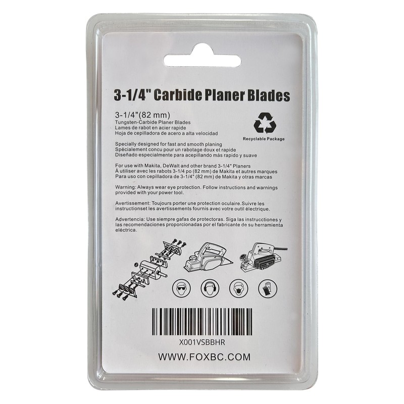 FOXBC 3-1/4 Inch 82mm TCT Carbide Planer Blades Replacement For