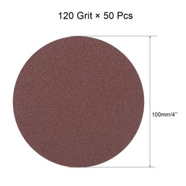 uxcell 50Pcs 4 Inch Hook and Loop Sanding Disc 120 Grits Flocking Sandpaper for Random Orbit Sander Brown