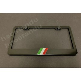 LICENSE PLATE FRAME 1x ITALIAN FLAG 3D Emblem Badge BLACK Stainless License Plate Frame RUST FREE