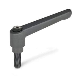 Adjustable clamping lever with external thread, black, M8 x 25 mm.