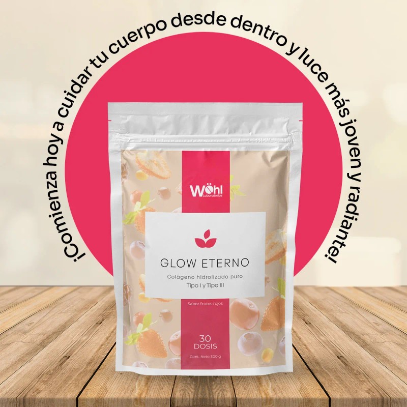 Pack 3 Glow Eterno Colágeno Hidrolizado Frutos Rojos Laboratorios Wöhl