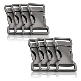 Ganzoo Metal Snap Fastener with Spring Clasp, Set of 8, 5/8 Inch / Clip Clasp/Buckle for Paracord Bracelets, Dog Collars, Backpack, Colour: Titanium, black