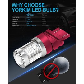 Yorkim 3157 LED Bulb Red 3157 led brake light bulb, 3157a led bulb 3156 led red lights 3056 3057 4157 bulb led 3157 Replacement Lamp for Stop Lights Brake Lights Tail Light Bulbs, pack of 4