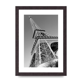 Lithobee - Eiffel Tower Paris - Printed Wall Art Design in Sizes A2, A3 & A4 Framed in a Stylish Quality Coloured Frame or Unframed (A4 Black Saw Cut Grain Frame)