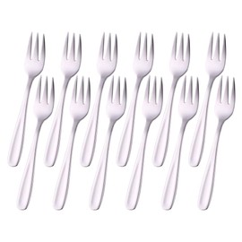 12 Pieces Appetizers Desert Forks, Baikai 18/10 Stainless Steel 3-tine Cocktail Mini Salad Fruit Fork Sets, 5.5 Inch
