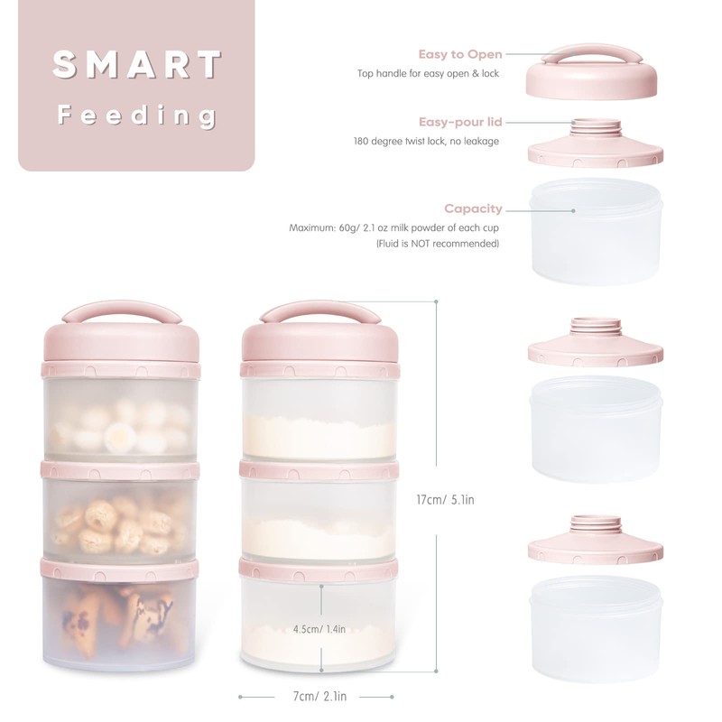Termichy Stackable Formula Dispenser Portable Milk Powder Container, 2 Pack,