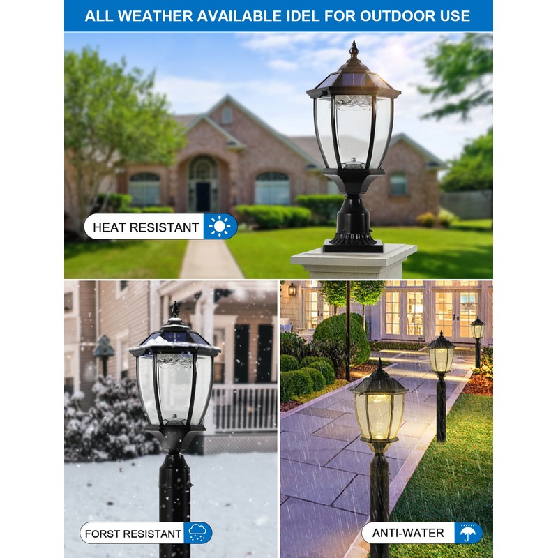 GYDZ Solar Outdoor Lamp Post Light with Dusk to Dawn