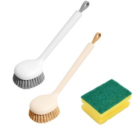 2Pcs Washing up Brush, 1Piece Sponges Washing up, Scrub Brush with Handle, Dish Brush for Kitchen,Cleaning Tools for Pots, Bowls, Kitchen Sinks