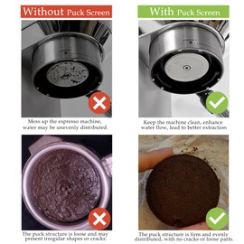 Puck Screen 58.5 mm, Pack of 2 Ailelan 58.5 Puck Screen for 58 mm Portafilter, Stainless Steel 58.5 Puck Sieve 1.7 mm Thickness 150 μm Espresso Strainer, Reusable Puck Filter 58.5 mm Puck Screen