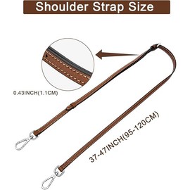 Strap for Mini Bag, Leather Crossbody Bag Strap Kit, Purse Straps Replacement Crossbody 1.2m Brown-Sliver