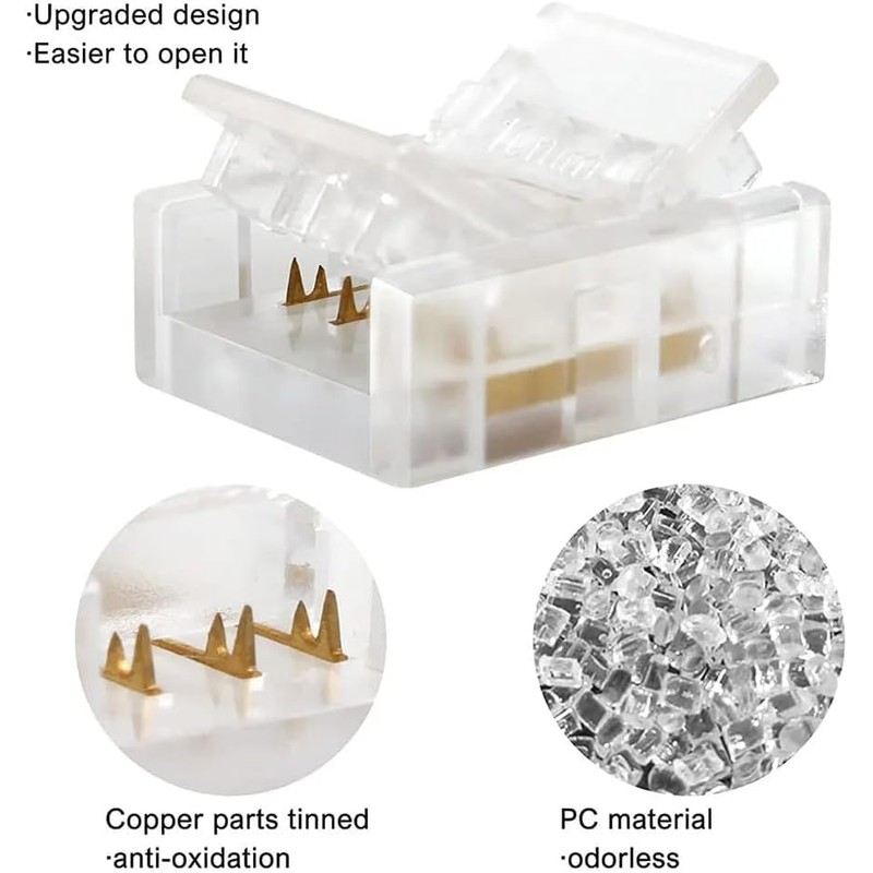 Vrabocry 20Pcs LED Connector 2/3/4/5/6Pin LED Strip Connector for 8mm