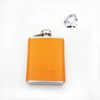 iSavage 3oz Orange Leather Wrapped Hip Flask with a Funnel