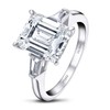 AINUOSHI 4 Carat Emerald Cut Ring Baguette 3 Stones Cubic