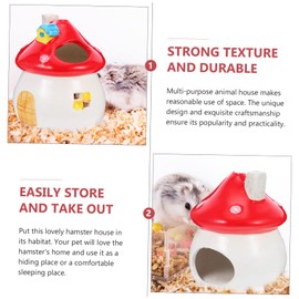 GRIRIW Lovely Mushroom Shaped Ceramic Hamster Nest Pets Cooling Sleeping House Durable and Easy to Clean Hideout for Hamsters Chinchillas