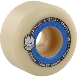 55mm Spitfire Wheels Formula Four Tablets Natural/Blue Skateboard Wheels - 99a with Viper Strike Skateboard Bearings 8mm Precision ABEC 7 Skateboard Bearings - Bundle of 2 Items
