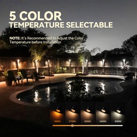 LEONLITE 12-Pack Update 5CCT LED Low Voltage Deck Lights, 180LM 3.5inch Landscape Step Railing Fence Light, 12-24V AC/DC, CRI90, Die-cast Aluminum Housing & Frosted Glass Lens, UL Cord, Satin Nickel