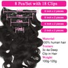 Body Wave Clip-In Real Hair Extensions, 8 Pieces, 120 g,