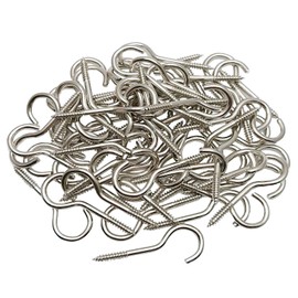 Silver 1 Inch Metal Cup Hook Round End Screw Hook Self Tapping Screw Hook 100 Pcs