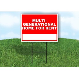 Multi-generational home for rent Write On Me Red 18x24 in Double Sided Yard Road Sign w/Stand