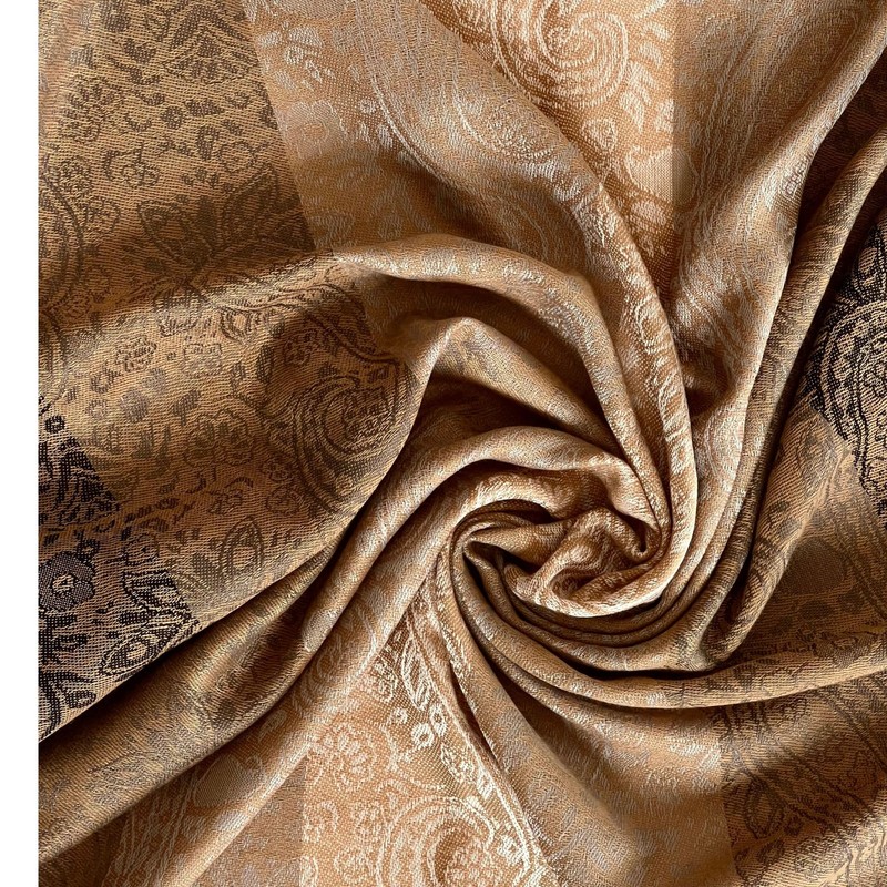 NELUHA Pashmina Scarf Brown Paisley Patterned for Men and Women
