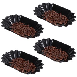 4Pcs Coffee Beans Oval Tray, Black Coffees Beans Cupping Sample Tray Sample Display Dish for Roasted and Green Coffee Beans