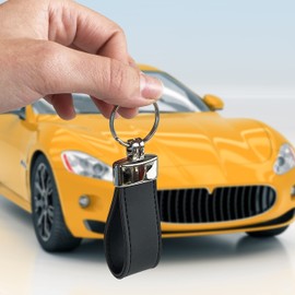 pubblimania Elegant PU Leather Keyring with Ring Useful for House Keys, Car, Motorcycle, Scooter, Gate, Lightweight and Very Durable, black