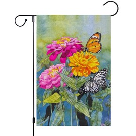 Spring Summer Watercolor Flower Butterfly 12x18 Double Sided Garden Flag Welcome Garden Yard House Flags Outside Outdoor House Spring Summer Decoration
