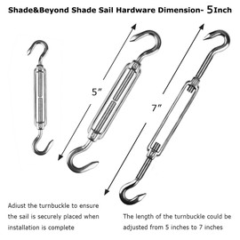 Shade&Beyond 316 Marine Grade Shade Sail Hardware Kit 5 inch for Triangle Sun Shade Sails Installation, 18 Pcs