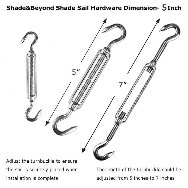 Shade&Beyond 316 Marine Grade Shade Sail Hardware Kit 5 inch