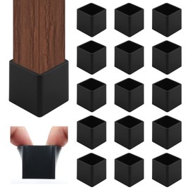 HARSKIYER 16pcs Black Chair Leg Caps, 3/4'' x 3/4'' Rubber Square Feet Furniture Table Chair Leg Foot Cover Caps Feet Pads Floor Protectors