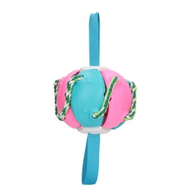 Interactive Outdoor Fly Ball Flying Saucer Ball Interesting Dog Soccer Toy with Straps Pink Blue
