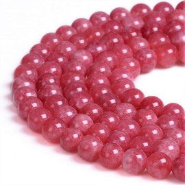 PLTbeads Gorgeous Rhodonite Dyed Jade Natural Gemstone Loose Beads 10mm Smooth Round Approxi 15 inch DIY Bracelet Necklace For Jewelry Making