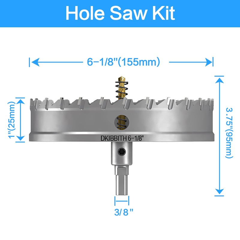 DKIBBITH TCT Hole Saw Set, 6-1/2"(165mm) Heavy Duty Tungsten Carbide