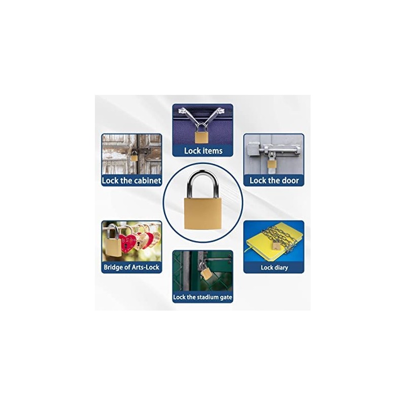 Lamondre 4 Padlocks 32mm Padlock, Small Padlock with Keys, Mini