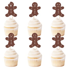 Keaziu - 24 piezas de decoración de pan de jengibre para cupcakes de Navidad, diseño de pan de jengibre, diseño de género, para baby shower, fiestas de cumpleaños, decoración de pasteles, café