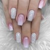 BAOYAALIN French Gradient Pink White Press on Nails Short Medium
