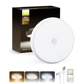EZVALO Motion Sensor Light Indoor, 10000mAh, 7.1inch, 400LM, Remote Control, Dimmable, LED, Flush Mount, Wireless, Rechargeable, Battery Operated, Cordless, Ceiling Light, Closet Light, No Wiring